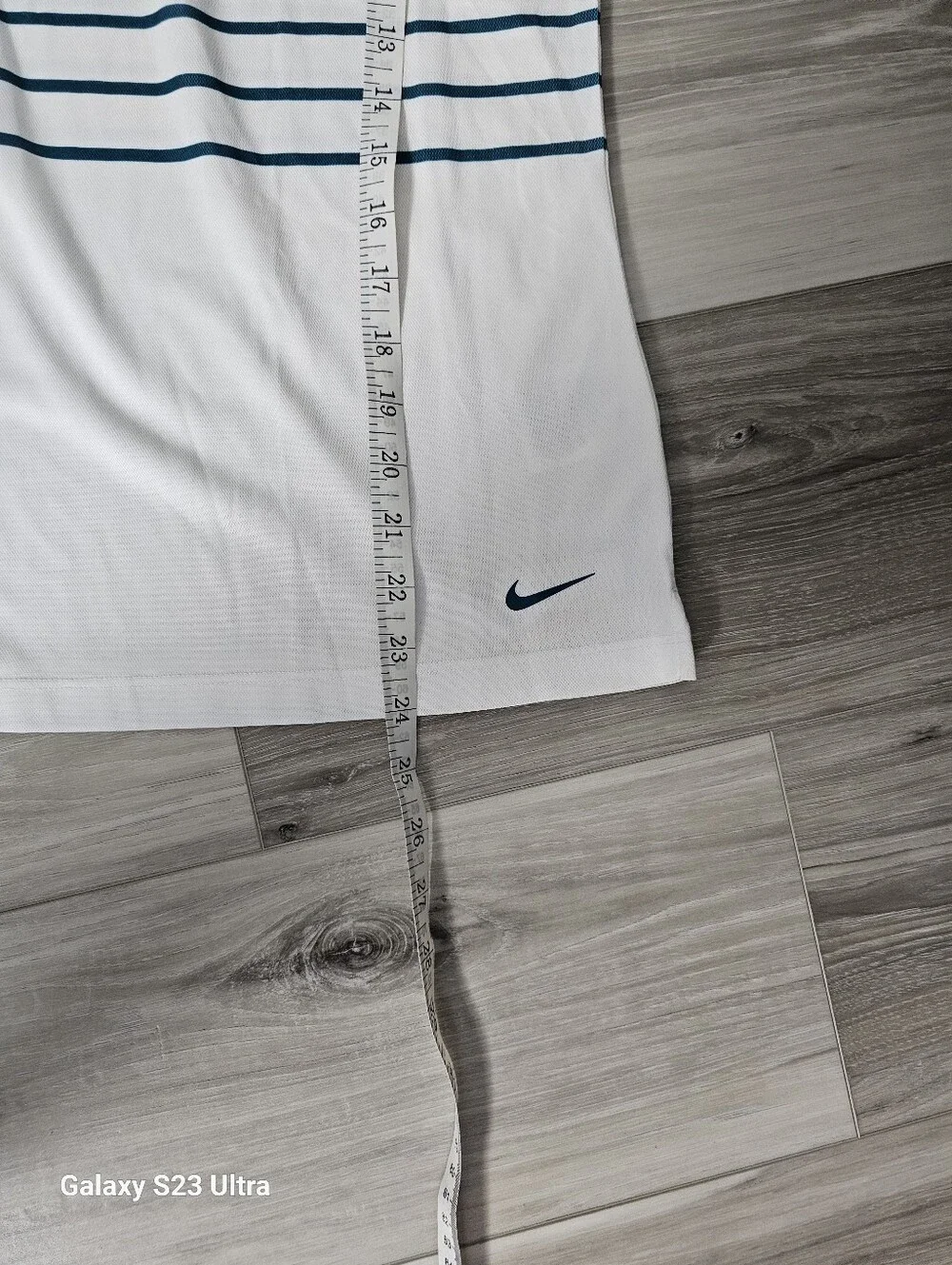 Nike White Sleeveless Tank with Navy Stripes Sz S